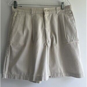 Brittania Mens Chino Shorts Size 38 Khaki 100% Cotton Button & Zip
